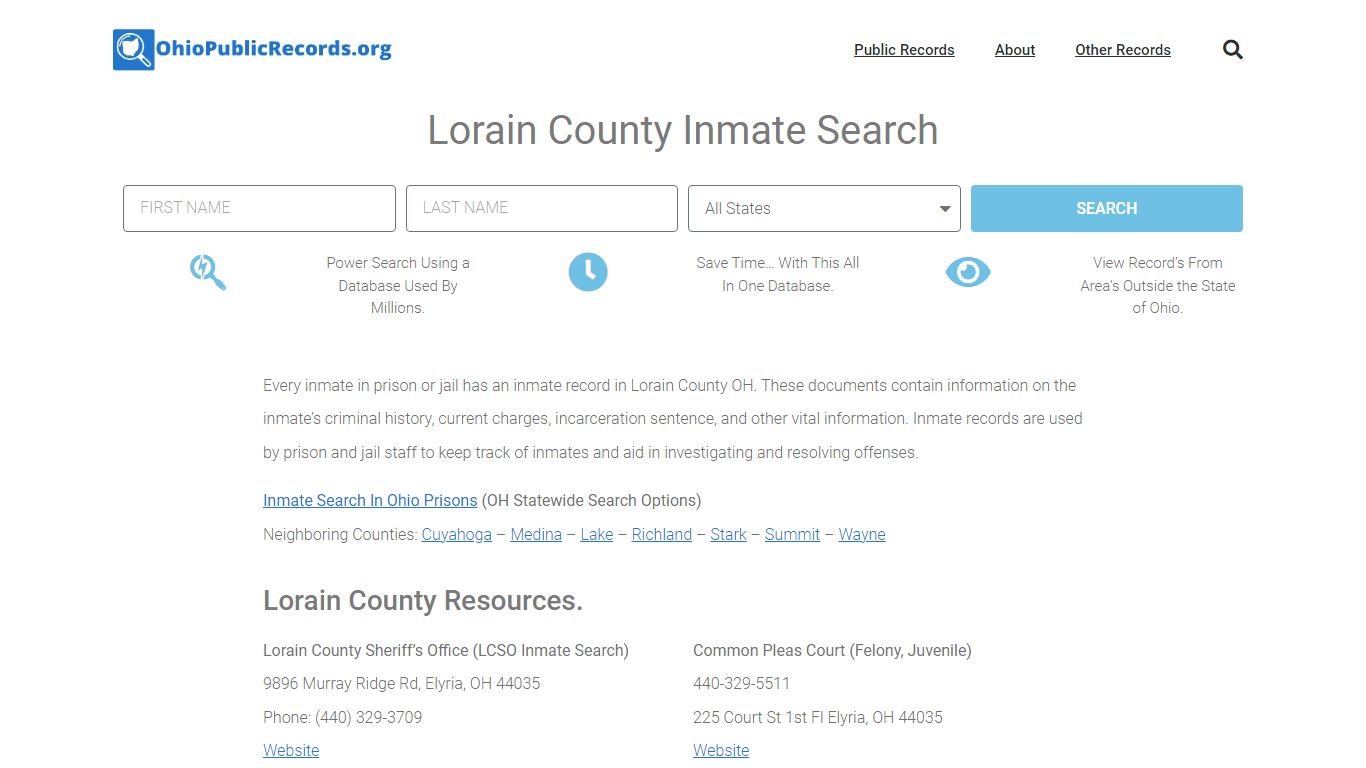 Lorain County Inmate Search - LCSO Current & Past Jail Records